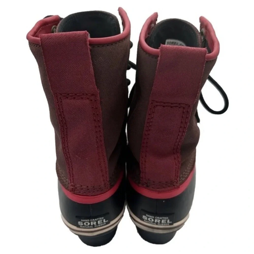 Sorel Waterproof Duck Boots Burgundy Black Lace Up Winter Snow 11 Gorpcore 13-01